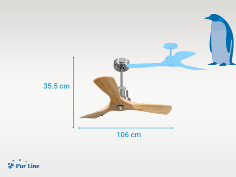 Ventilador de techo Reversible Termostato Dimable Wifi Motor DC Techos Inclinados Mando a Distancia Luz tres tonos Hypersilence Memoria 4