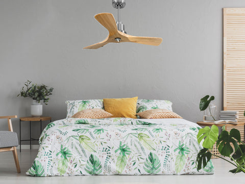 Ventilador de techo Reversible Termostato Dimable Wifi Motor DC Techos Inclinados Mando a Distancia Luz tres tonos Hypersilence Memoria 2