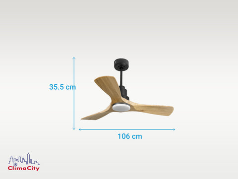 Ventilador de techo Reversible Termostato Dimable Wifi Motor DC Techos Inclinados Mando a Distancia Luz tres tonos Hypersilence Memoria 5