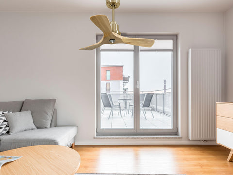 Ventilador de techo Reversible Termostato Dimable Wifi Motor DC Techos Inclinados Mando a Distancia Luz tres tonos Hypersilence Memoria 3