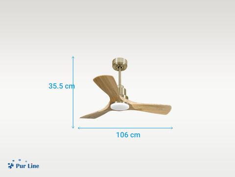 Ventilador de techo Reversible Termostato Dimable Wifi Motor DC Techos Inclinados Mando a Distancia Luz tres tonos Hypersilence Memoria 7