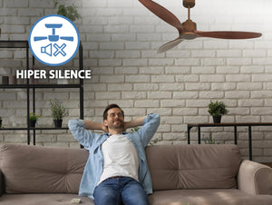 Ventilador de techo Reversible Termostato Wifi Motor DC Techos Inclinados Mando a Distancia Hypersilence Memoria 4