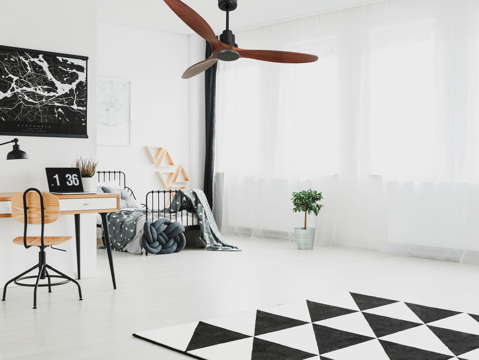Ventilador de techo Reversible Termostato Wifi Motor DC Techos Inclinados Mando a Distancia Hypersilence Memoria 2