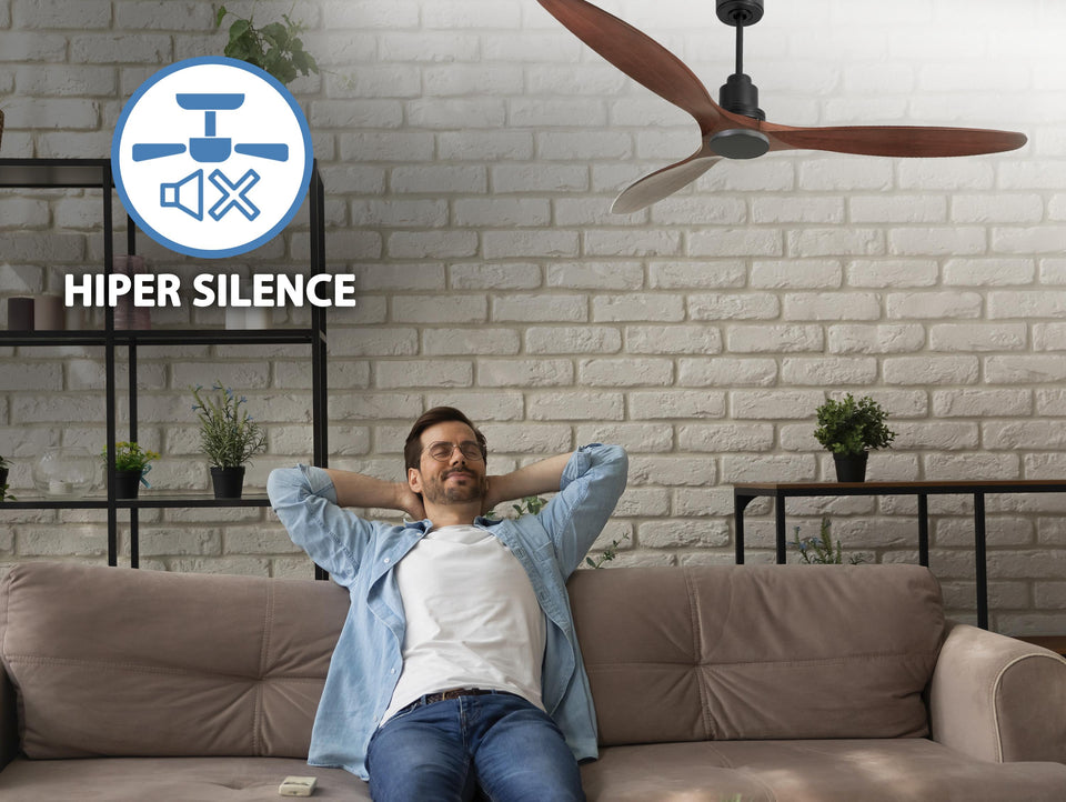 Ventilador de techo Reversible Termostato Wifi Motor DC Techos Inclinados Mando a Distancia Hypersilence Memoria 3