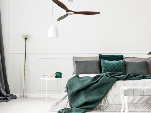 Ventilador de techo Reversible Termostato Dimable Wifi Motor DC Techos Inclinados Mando a Distancia Luz tres tonos Hypersilence Memoria 5