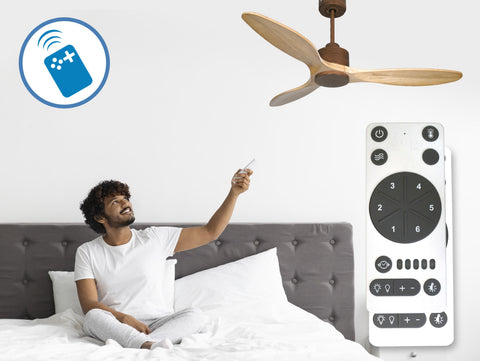 Ventilador de techo Reversible Termostato Wifi Motor DC Techos Inclinados Mando a Distancia Hypersilence Memoria 3