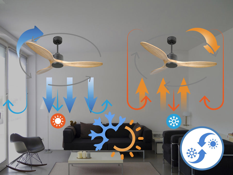 Ventilador de techo Reversible Termostato Wifi Motor DC Techos Inclinados Mando a Distancia Hypersilence Memoria 6