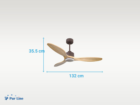 Ventilador de techo Reversible Termostato Dimable Wifi Motor DC Techos Inclinados Mando a Distancia Luz tres tonos Hypersilence Memoria 5