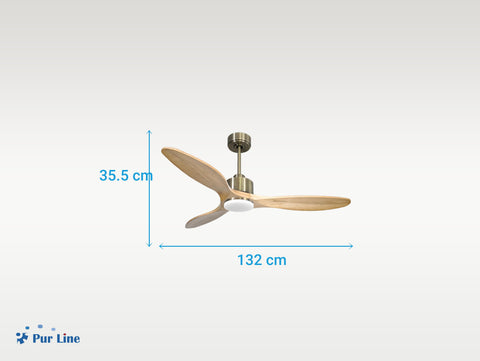 Ventilador de techo Reversible Termostato Dimable Wifi Motor DC Techos Inclinados Mando a Distancia Luz tres tonos Hypersilence Memoria 3
