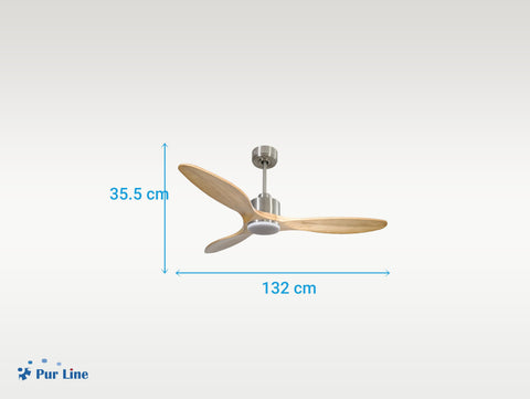 Ventilador de techo Reversible Termostato Dimable Wifi Motor DC Techos Inclinados Mando a Distancia Luz tres tonos Hypersilence Memoria 4