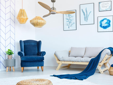 Ventilador de techo Reversible Termostato Dimable Wifi Motor DC Techos Inclinados Mando a Distancia Luz tres tonos Hypersilence Memoria 6