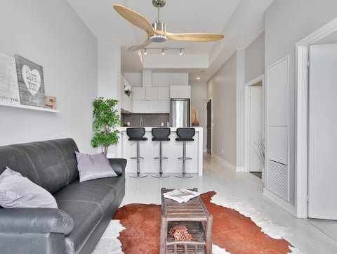 Ventilador de techo Reversible Termostato Dimable Wifi Motor DC Techos Inclinados Mando a Distancia Luz tres tonos Hypersilence Memoria 7