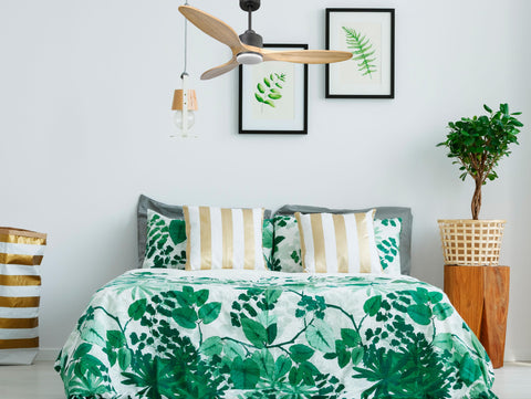 Ventilador de techo Reversible Termostato Dimable Wifi Motor DC Techos Inclinados Mando a Distancia Luz tres tonos Hypersilence Memoria 7