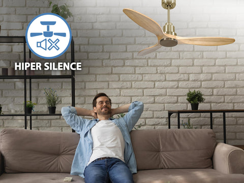 Ventilador de techo Reversible Termostato Wifi Motor DC Techos Inclinados Mando a Distancia Hypersilence Memoria 4