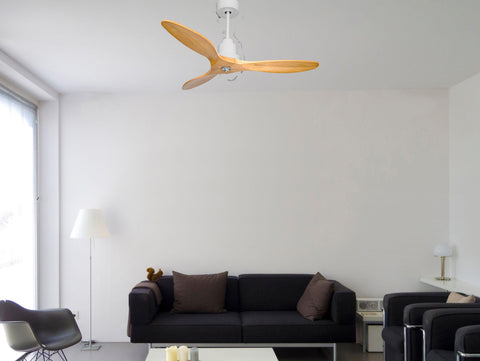 Ventilador de techo Reversible Termostato Dimable Wifi Motor DC Techos Inclinados Mando a Distancia Luz tres tonos Hypersilence Memoria 2