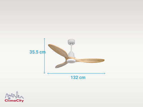 Ventilador de techo Reversible Termostato Dimable Wifi Motor DC Techos Inclinados Mando a Distancia Luz tres tonos Hypersilence Memoria 3