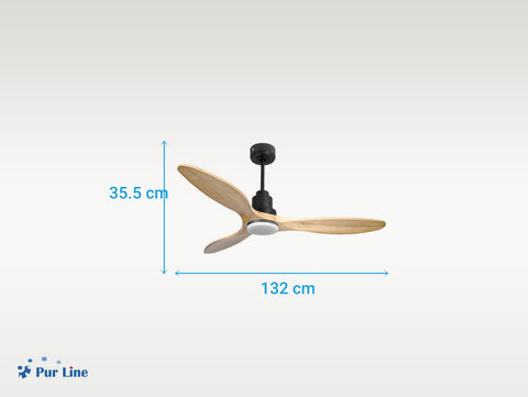 Ventilador de techo Reversible Termostato Dimable Wifi Motor DC Techos Inclinados Mando a Distancia Luz tres tonos Hypersilence Memoria 4