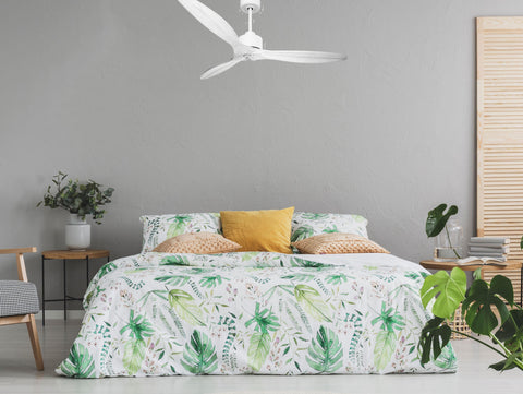 Ventilador de techo Modo Invierno/Verano Termostato Dimable Wifi Motor DC Techos Inclinados Mando a Distancia Luz tres tonos Hypersilence Memoria