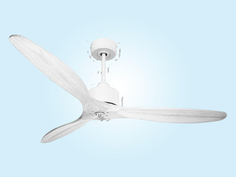 Ventilador de techo Modo Invierno/Verano Termostato Dimable Wifi Motor DC Techos Inclinados Mando a Distancia Luz tres tonos Hypersilence Memoria