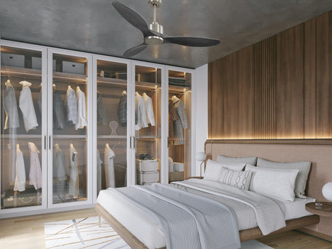 Ventilador de techo Reversible Termostato Wifi Motor DC Techos Inclinados Mando a Distancia Hypersilence Memoria 4