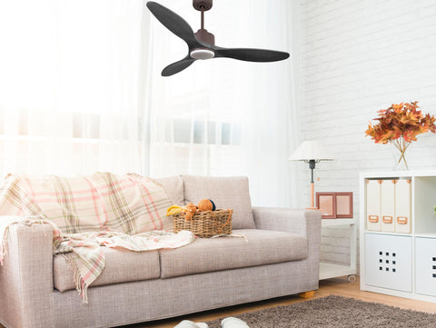 Ventilador de techo Reversible Termostato Dimable Wifi Motor DC Techos Inclinados Mando a Distancia Luz tres tonos Hypersilence Memoria 3