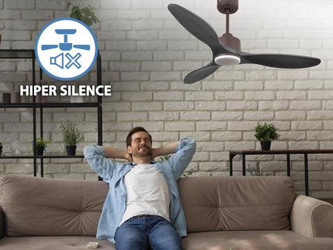 Ventilador de techo Reversible Termostato Dimable Wifi Motor DC Techos Inclinados Mando a Distancia Luz tres tonos Hypersilence Memoria 5