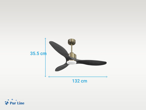 Ventilador de techo Reversible Termostato Dimable Wifi Motor DC Techos Inclinados Mando a Distancia Luz tres tonos Hypersilence Memoria 3
