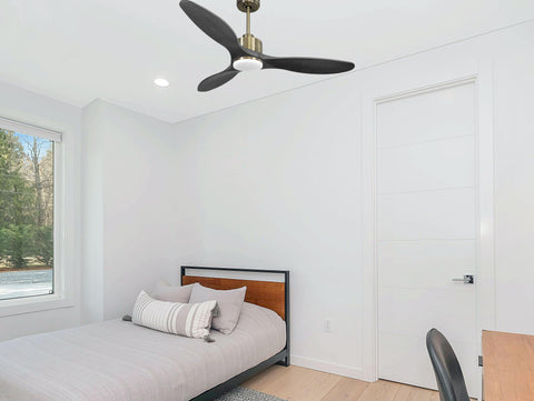 Ventilador de techo Reversible Termostato Dimable Wifi Motor DC Techos Inclinados Mando a Distancia Luz tres tonos Hypersilence Memoria 5