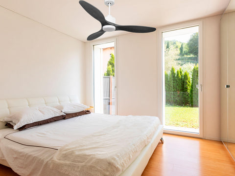 Ventilador de techo Reversible Termostato Dimable Wifi Motor DC Techos Inclinados Mando a Distancia Luz tres tonos Hypersilence Memoria 5