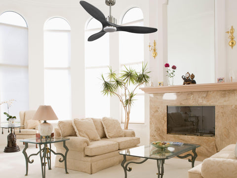 Ventilador de techo Reversible Termostato Dimable Wifi Motor DC Techos Inclinados Mando a Distancia Luz tres tonos Hypersilence Memoria 6