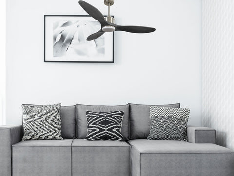 Ventilador de techo Reversible Termostato Dimable Wifi Motor DC Techos Inclinados Mando a Distancia Luz tres tonos Hypersilence Memoria 7