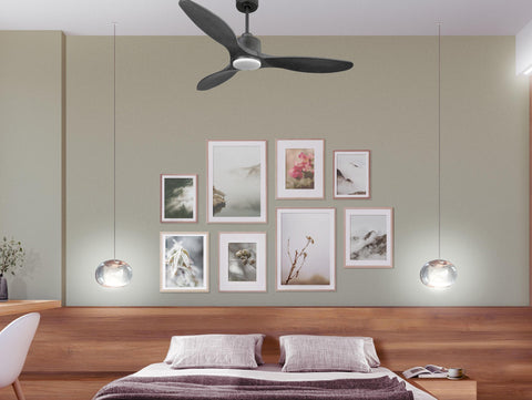 Ventilador de techo Reversible Termostato Dimable Wifi Motor DC Techos Inclinados Mando a Distancia Luz tres tonos Hypersilence Memoria 4