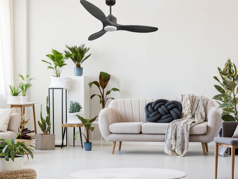 Ventilador de techo Reversible Termostato Dimable Wifi Motor DC Techos Inclinados Mando a Distancia Luz tres tonos Hypersilence Memoria 7