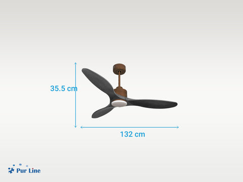 Ventilador de techo Reversible Termostato Dimable Wifi Motor DC Techos Inclinados Mando a Distancia Luz tres tonos Hypersilence Memoria 3