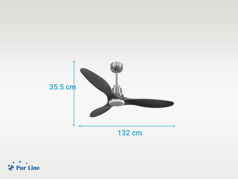 Ventilador de techo Reversible Termostato Dimable Wifi Motor DC Techos Inclinados Mando a Distancia Luz tres tonos Hypersilence Memoria 3