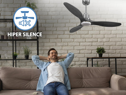 Ventilador de techo Reversible Termostato Dimable Wifi Motor DC Techos Inclinados Mando a Distancia Luz tres tonos Hypersilence Memoria 4