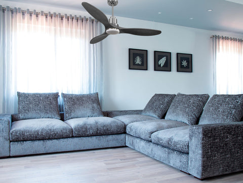 Ventilador de techo Reversible Termostato Dimable Wifi Motor DC Techos Inclinados Mando a Distancia Luz tres tonos Hypersilence Memoria 7