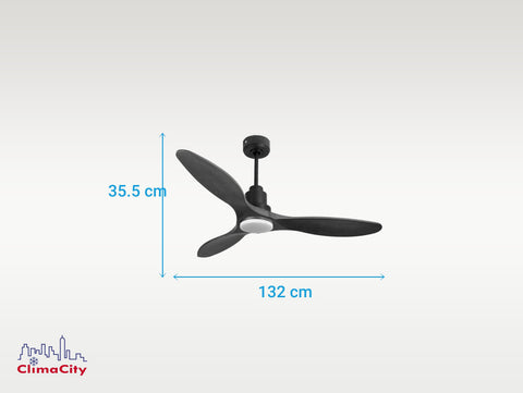 Ventilador de techo Reversible Termostato Dimable Wifi Motor DC Techos Inclinados Mando a Distancia Luz tres tonos Hypersilence Memoria 4