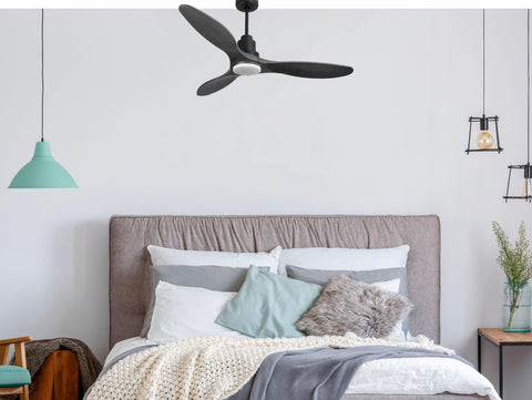 Ventilador de techo Reversible Termostato Dimable Wifi Motor DC Techos Inclinados Mando a Distancia Luz tres tonos Hypersilence Memoria 7