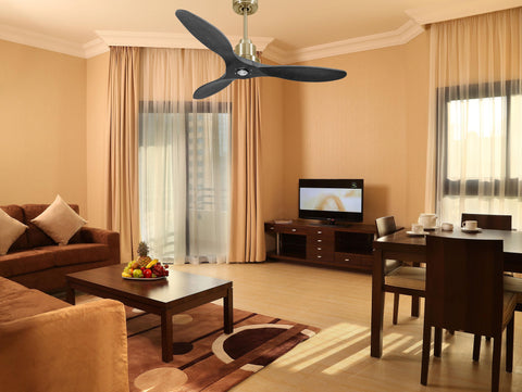 Ventilador de techo Reversible Termostato Dimable Wifi Motor DC Techos Inclinados Mando a Distancia Luz tres tonos Hypersilence Memoria 2