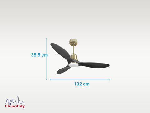 Ventilador de techo Reversible Termostato Dimable Wifi Motor DC Techos Inclinados Mando a Distancia Luz tres tonos Hypersilence Memoria 4