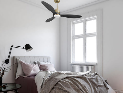 Ventilador de techo Reversible Termostato Dimable Wifi Motor DC Techos Inclinados Mando a Distancia Luz tres tonos Hypersilence Memoria 7