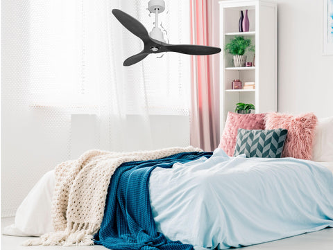 Ventilador de techo Reversible Termostato Dimable Wifi Motor DC Techos Inclinados Mando a Distancia Luz tres tonos Hypersilence Memoria 2