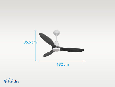 Ventilador de techo Reversible Termostato Dimable Wifi Motor DC Techos Inclinados Mando a Distancia Luz tres tonos Hypersilence Memoria 7