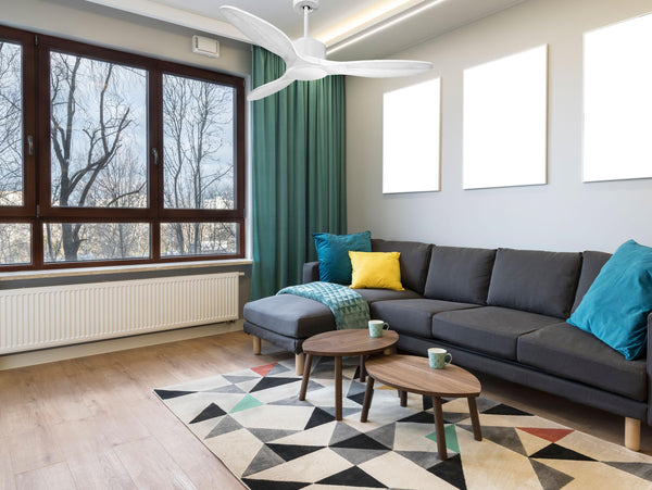 Ventilador de techo Modo Invierno/Verano Termostato Wifi Motor DC Techos Inclinados Mando a Distancia Hypersilence Memoria