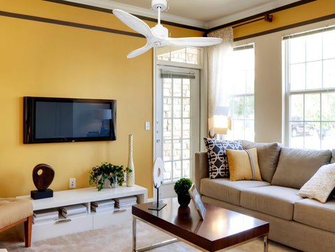 Ventilador de techo Modo Invierno/Verano Termostato Dimable Wifi Motor DC Techos Inclinados Mando a Distancia Luz tres tonos Hypersilence Memoria