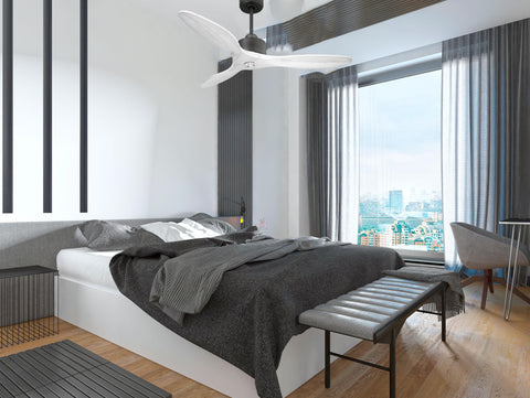 Ventilador de techo Modo Invierno/Verano Termostato Dimable Wifi Motor DC Techos Inclinados Mando a Distancia Luz tres tonos Hypersilence Memoria