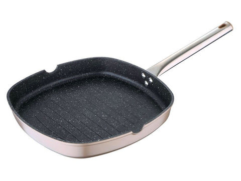 Sartén grill de 28 cm en aluminio forjado con recubrimiento antiadherente, acabado en dorado_1