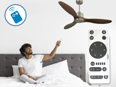 Ventilador de techo Reversible Termostato Wifi Motor DC Techos Inclinados Mando a Distancia Hypersilence Memoria 2