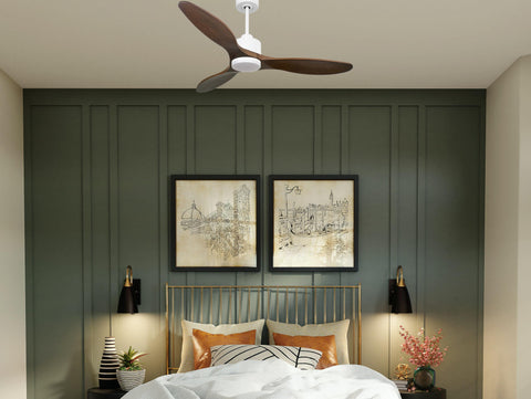Ventilador de techo Reversible Termostato Dimable Wifi Motor DC Techos Inclinados Mando a Distancia Luz tres tonos Hypersilence Memoria 7